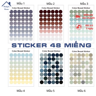 Sticker nhãn dán 48 miếng hình tròn đánh dấu nhiều màu dễ thương trang trí phòng học