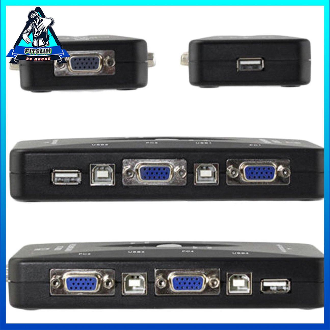 Di động USB 2.0 KVM 4 cổng SVGA Bàn phím VGA Chuột Hộp chia sẻ Màn hình
