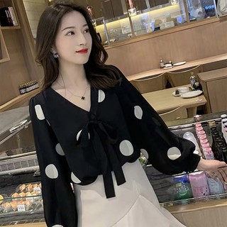 Áo voan chấm bi tay dài thời trang dành cho nữ