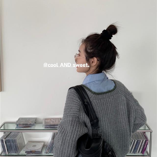 Áo Khoác Cardigan Dài Tay Cổ Chữ v Form Rộng Thời Trang Nhật Bản
