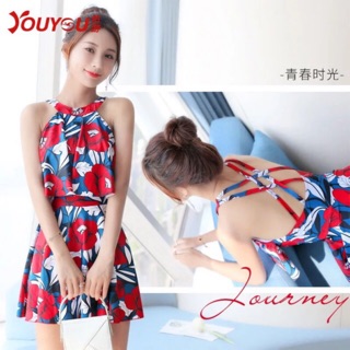 Bikini đồ bơi, áo tắm nữ liền thân, đồ bơi một mảnh dáng váy hoạ tiết hoa