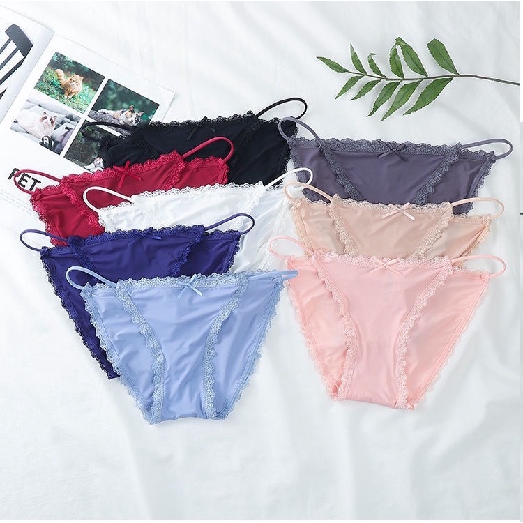 Sét 5 Quần lót nữ hai mảnh QL59 ❤ Quần Chíp thun lạnh 2 dây mảnh viền ren co dãn nhiều mát mịn cao cấp