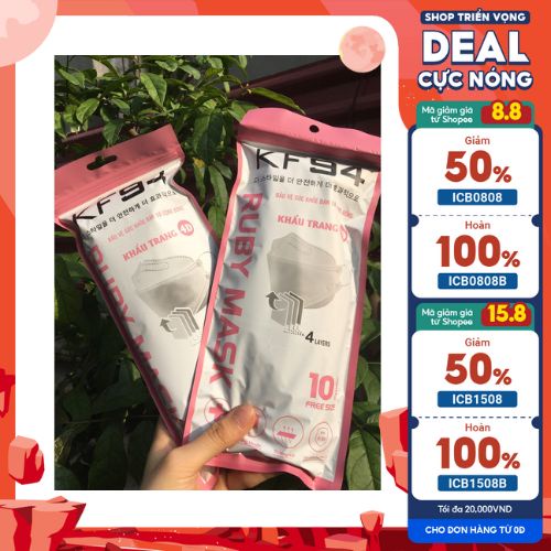 Sỉ  Khẩu trang KF94 4D Ruby Mask Hàn Quốc cao cấp kháng khuẩn, chống bụi mịn