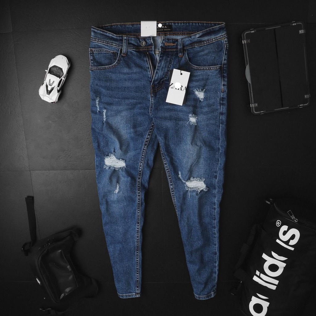 Quần jeans nam rách gối Zara Man, hàng xuất cao cấp.