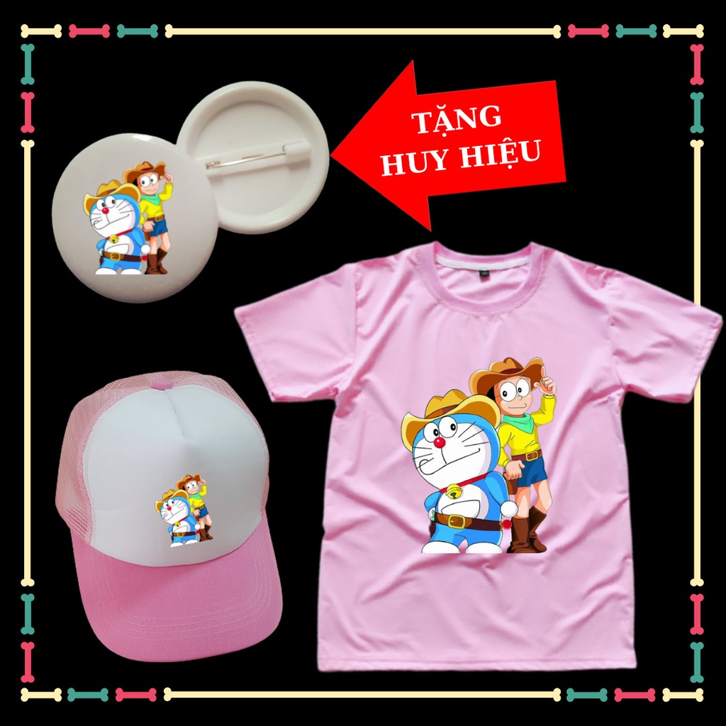 Combo Áo Mũ Doremon cho bé trai bé gái- Tặng ngay 1 HUY HIỆU Doremon dễ thương.