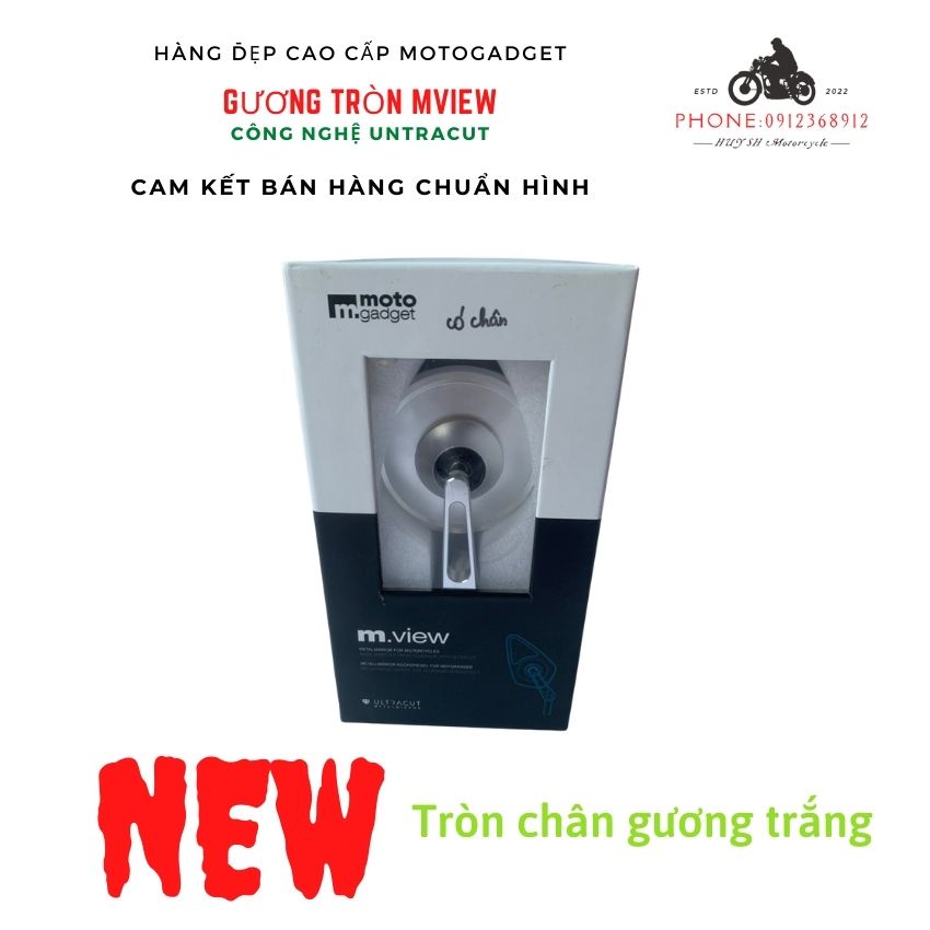 Gương Chiếu hậu mview moto gadget Kiểu Tròn- Mặt Kính Trắng