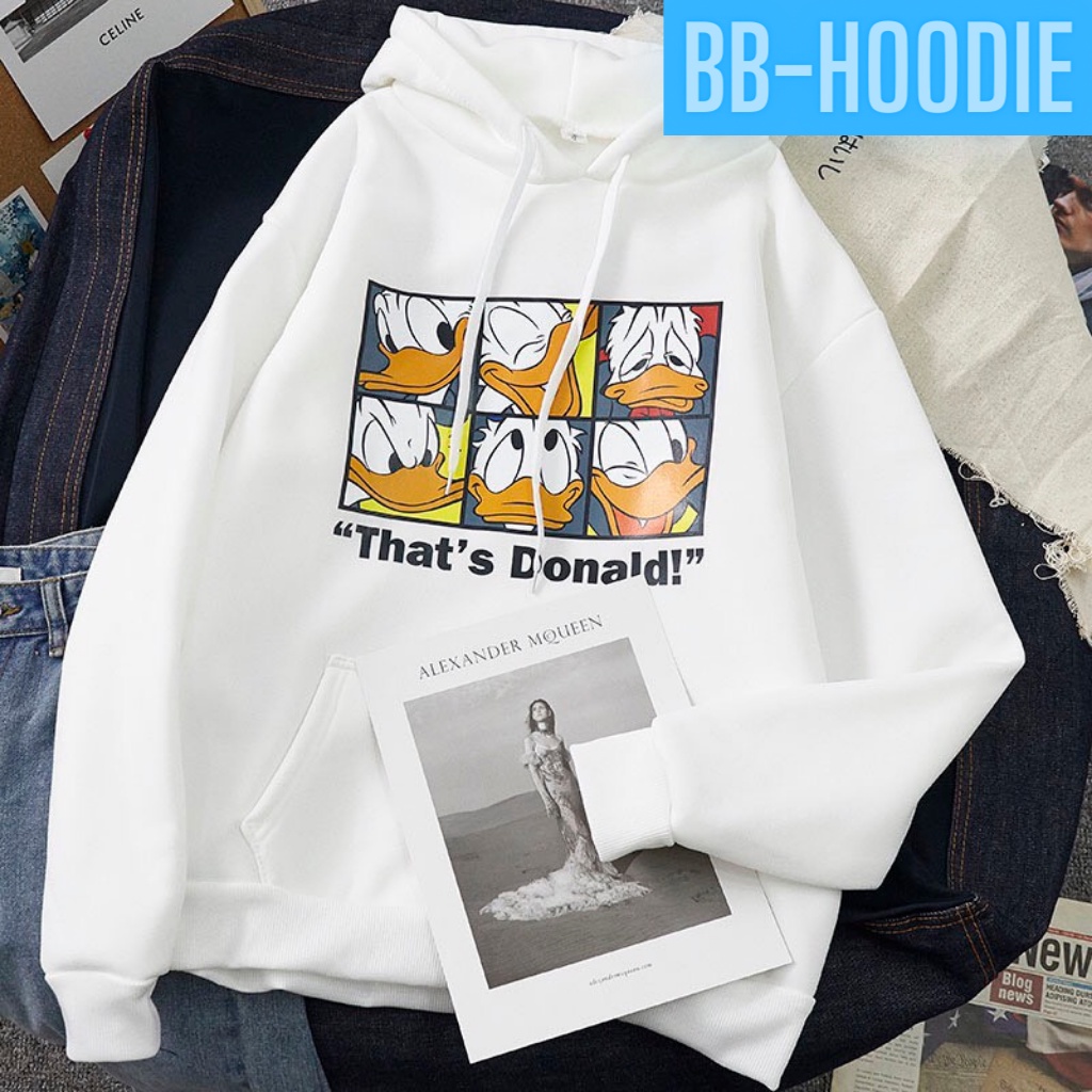 ÁO KHOÁC HOODIE NỈ UNISEX FORM RỘNG NAM NỮ IN VỊT CỰC ĐẸP