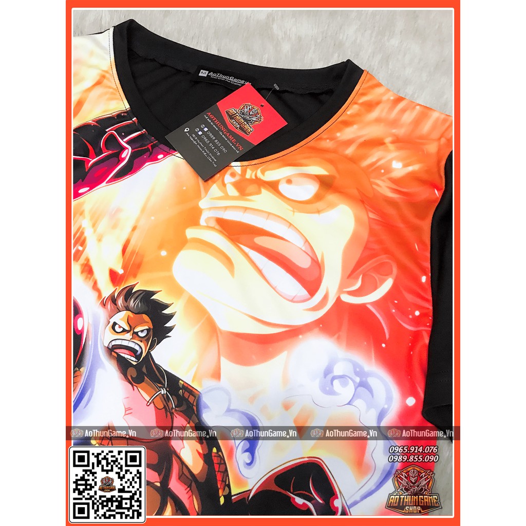 ☘️ Áo One Piece Luffy Gear 4 5 (3D Đen) Luffy Mũ Rơm, áo đảo hải tặc Anime Manga ☘️ (Shop AoThunGameVn)