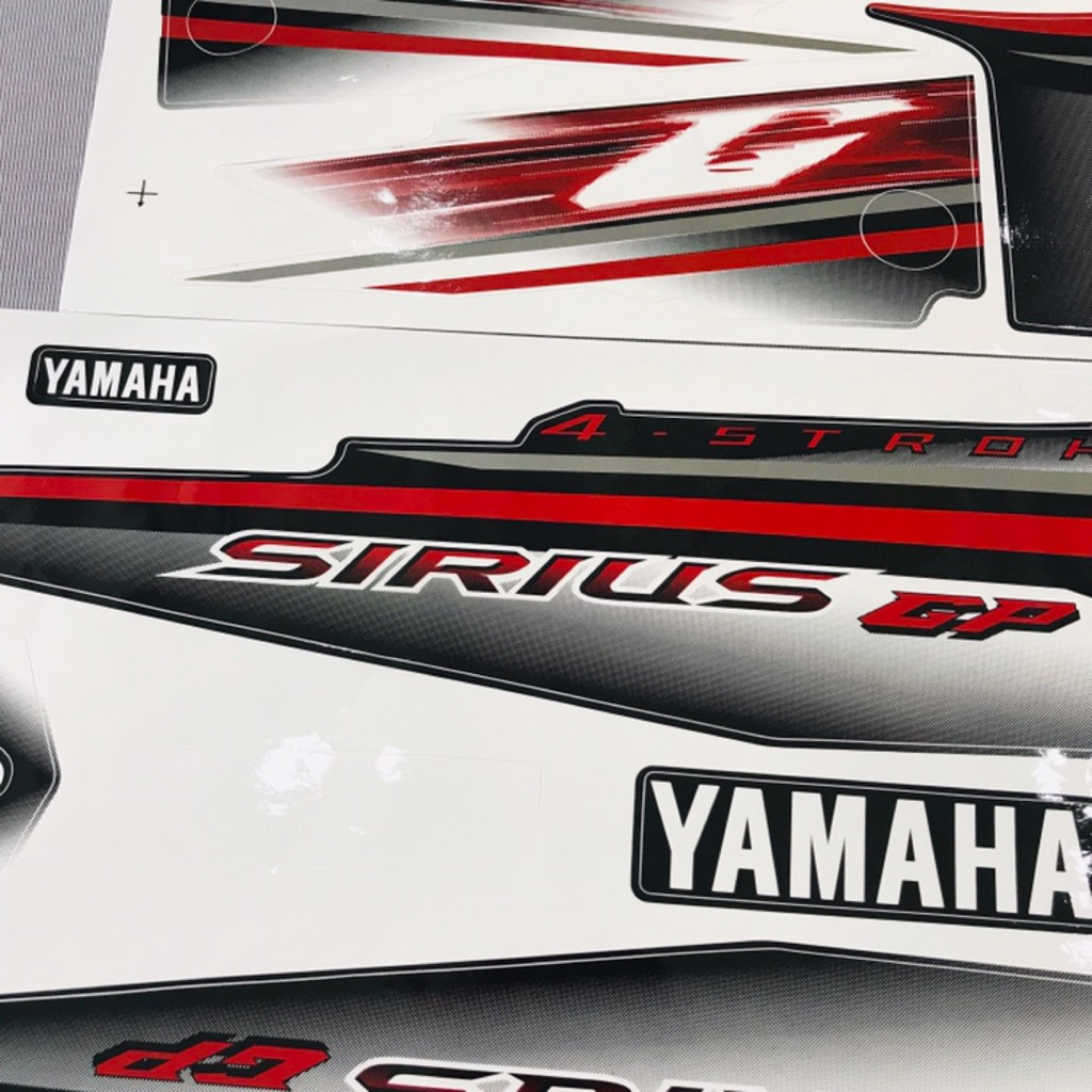 Nguyên bộ tem rời thái dán xe máy Yamaha Sirius GP màu trắng đỏ zin
