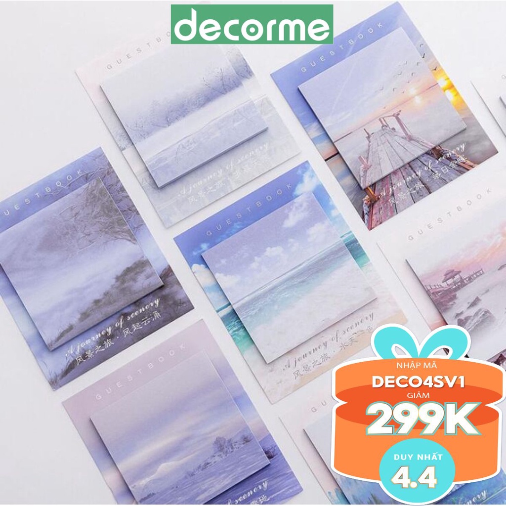 Tập 30 tờ giấy note hình phong cảnh DecorMe Giấy ghi chú hình phong cảnh phong cách Hàn Quốc