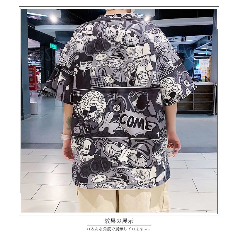 Áo Thun Tay Ngắn Dáng Rộng Họa Tiết Graffiti Thời Trang Mùa Hè Cho Các Cặp Đôi