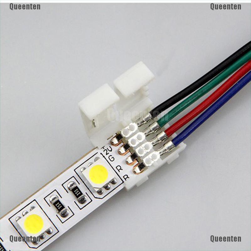 ★Queen★1 PCS 10mm 4 Pin two Connector with Cable For SMD LED 5050 RGB Strip Light