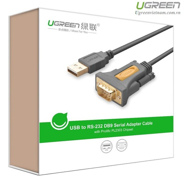 Cáp USB 2.0 to COM DB9 RS232 2M UGREEN 20222 - hàng chính hãng