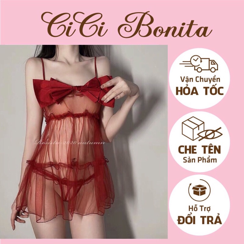 Váy ngủ tiểu thư sexy xuyên thấu CV42 CICI BONITA HCM