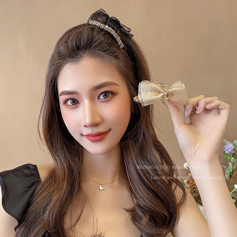 Kẹp Tóc Hình Nơ Đính Đá Thời Trang Hàn Quốc Cao Cấp