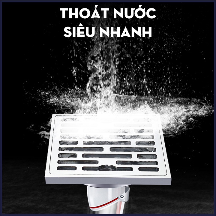 Phễu thoát sàn ngăn mùi hôi thoát nước nhanh đồng mạ crom kích thước 100x100mm HIWIN FD-1408
