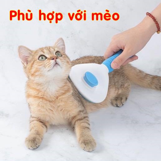 Lược chải lông chó mèo có nút bấm CHÍNH HÃNG CAO CẤP - HAPPYCAT