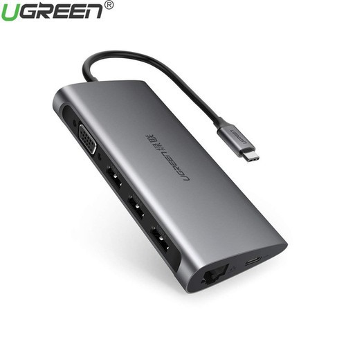 Cáp đa năng USB C to VGA + USB 3.0 + LAN 1Gbps + Card | BigBuy360 - bigbuy360.vn