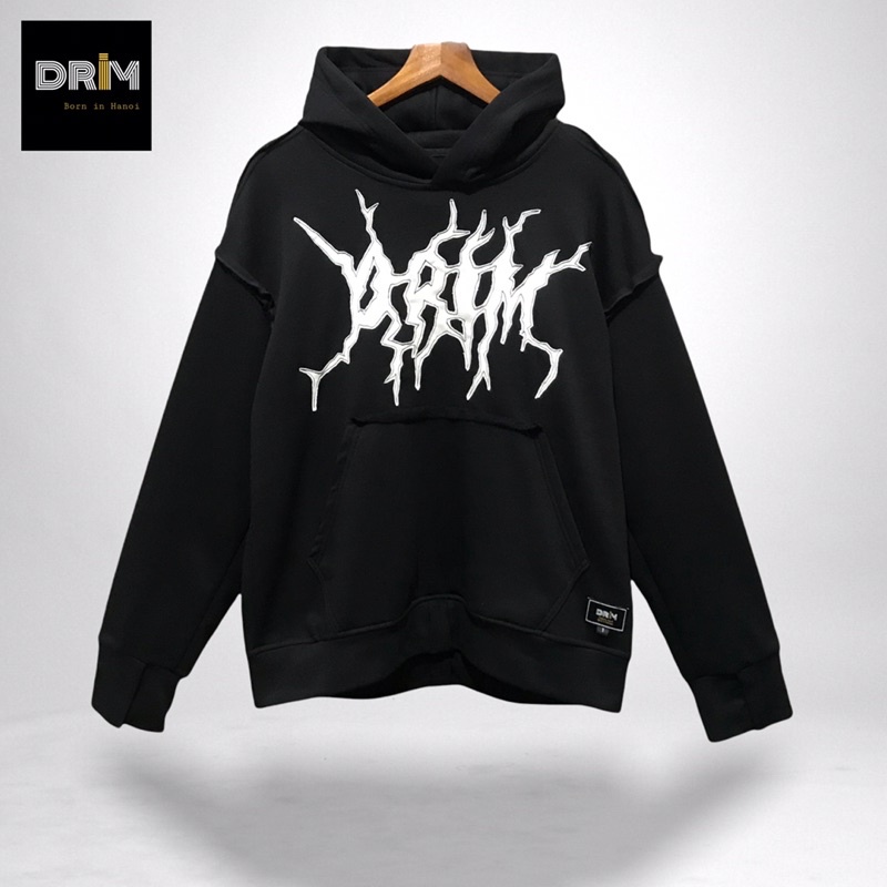Áo hoodie local brand chính hãng hoodie unisex nam nữ form rộng Drim Hoodie Linghting đen ngươc