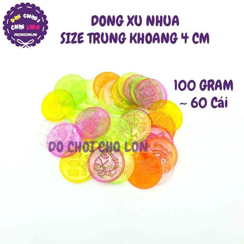 Đồ chơi đồng xu TRUNG bằng nhựa (100gram - khoảng 60 cái)