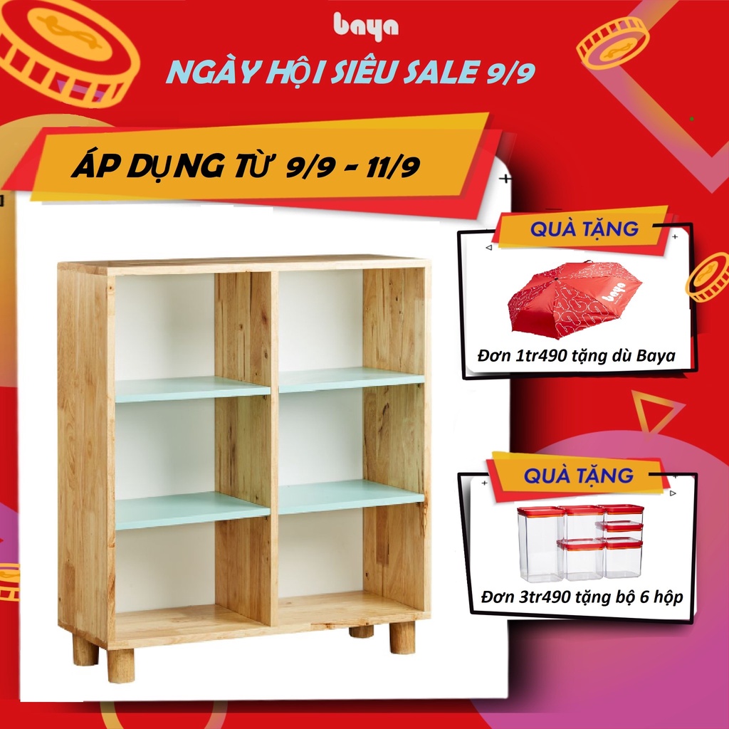 Kệ Sách Trẻ Em BAYA JOY 2000421 Gỗ Cao Su Màu Gỗ Tự Nhiên Kết Hợp Xanh Mint Và Trắng Kích Thước D30xW80xH82