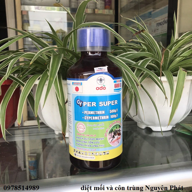 Thuốc diệt muỗi và côn trùng Cyper super 600EC (chai 1 lít)