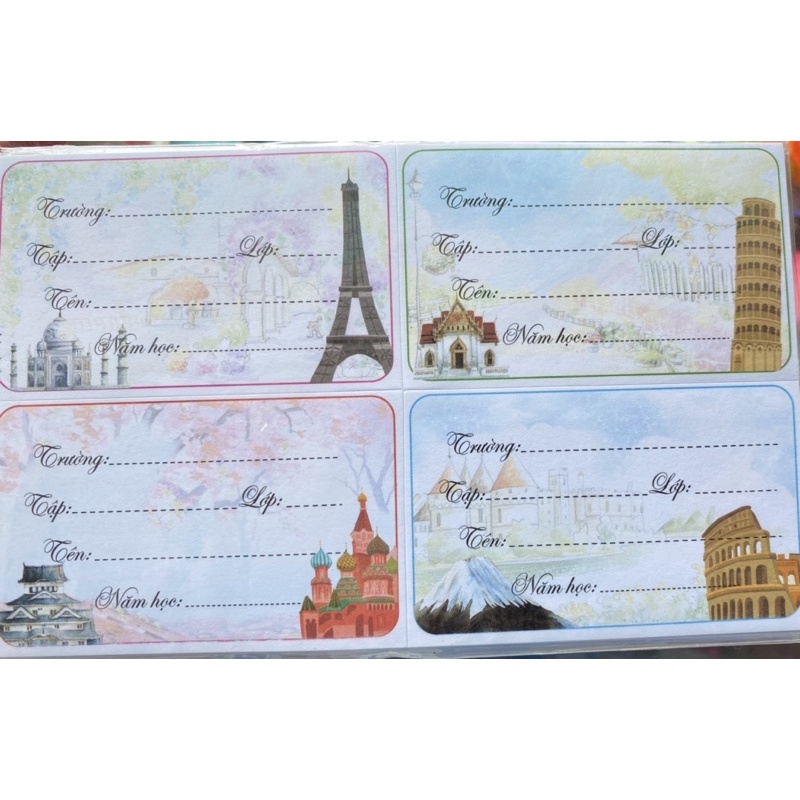 Nhãn vở,nhãn tên 1 xấp 5 tờ