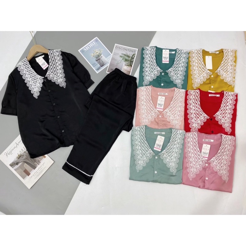 BỘ LỤA CỘC DÀI CỔ REN