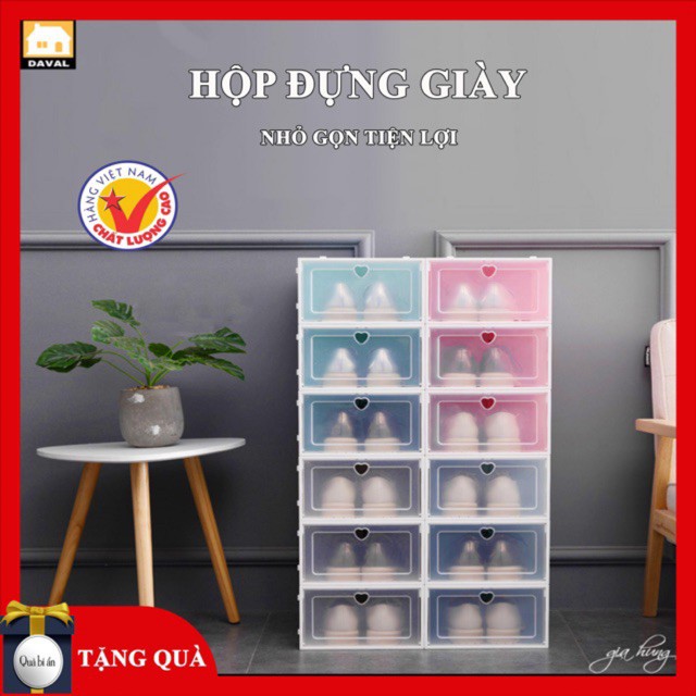 Combo 10 Hộp Giày Nắp Nhựa Cứng Màu Hồng, hop dung giay