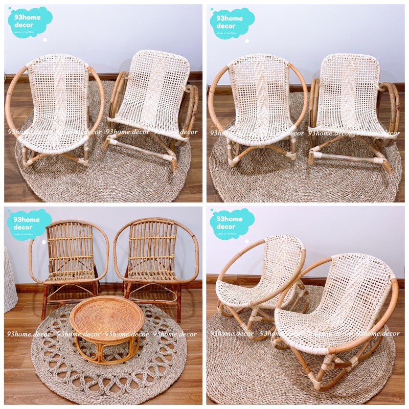 Ghế mây thư giãn, ghế decor bập bênh/ sò cho bé chất liệu mây tự nhiên