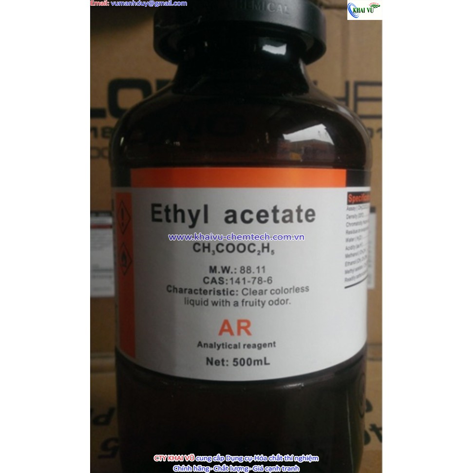 Chất Ethyl acetate CH3COOC2H5 chai 500ml thí nghiệm