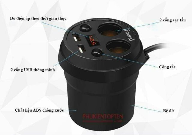 Cốc Sạc Chia Tẩu Và USB