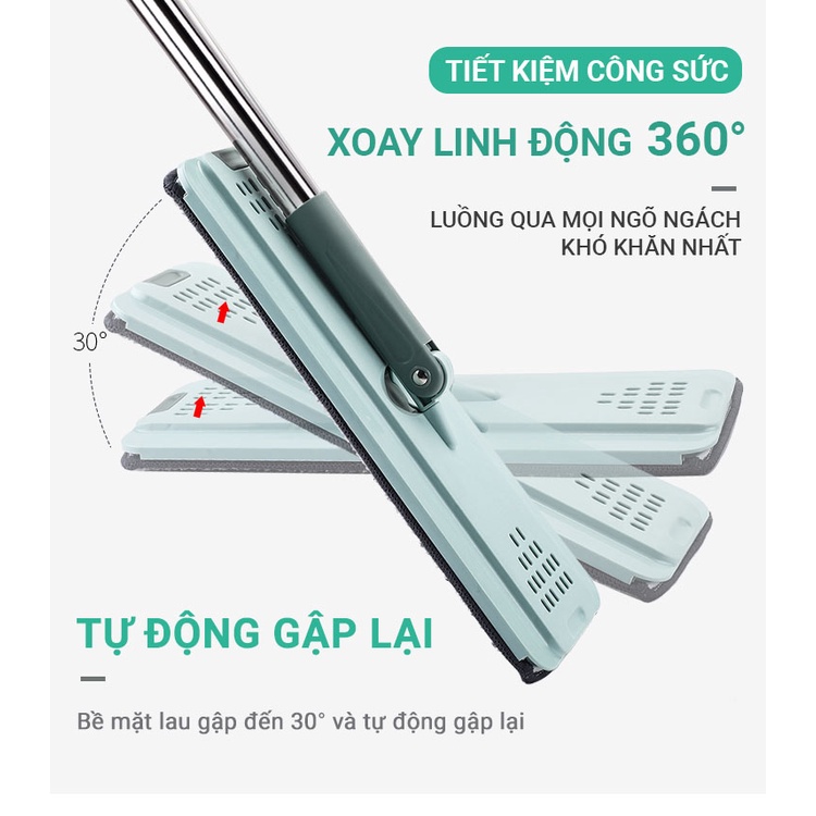 Combo Bộ cây lau nhà thông minh tự vắt BLNEC và Móc treo quần áo 9 lỗ SAGOKER, mã BLNEC + MOC2CHIEU