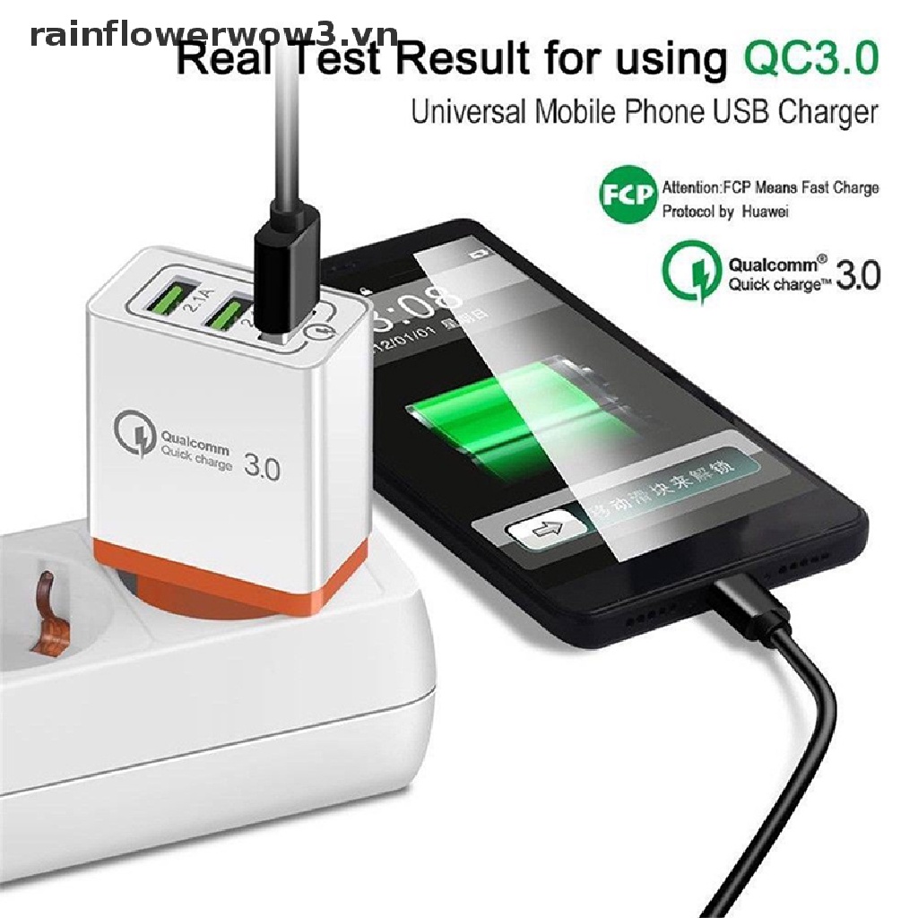 Cốc Sạc Nhanh 3 Cổng USB QC 3.0 30W 2018