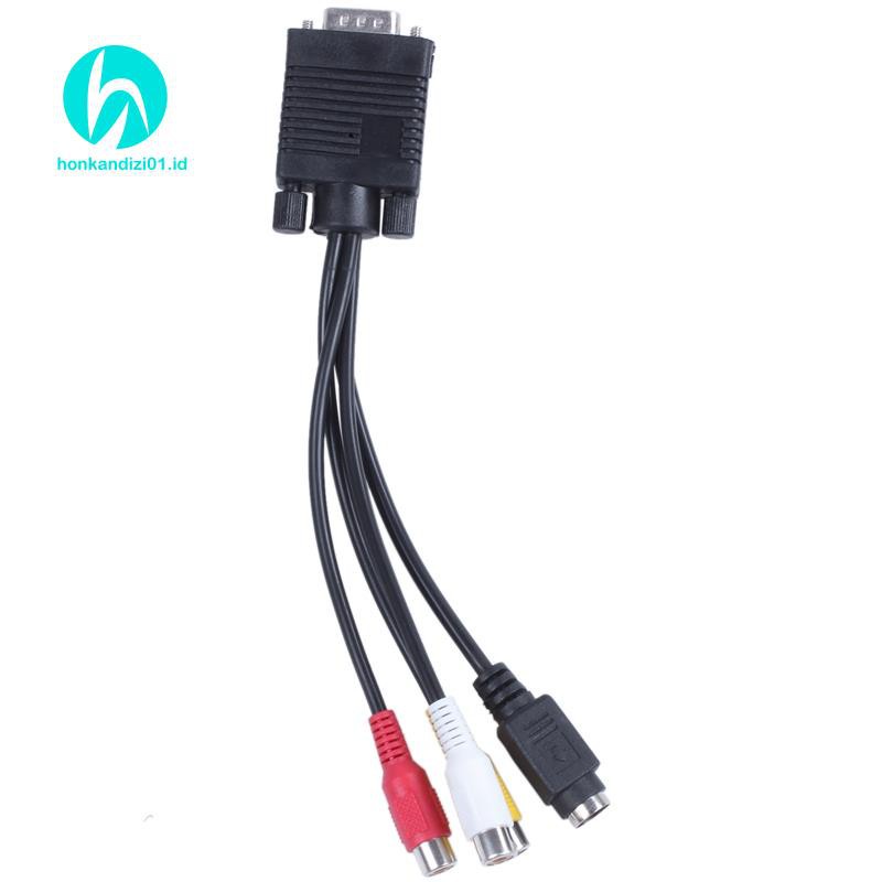8 inch VGA Male to 3 RCA S-Video Female AV Video Cable Adapter