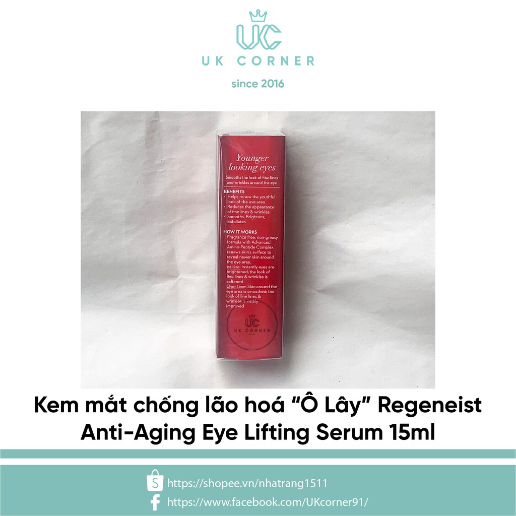 OLAY UK Kem mắt chống lão hóa OIay Regenerist Anti-Ageing Eye Lifting Serum 15 ml