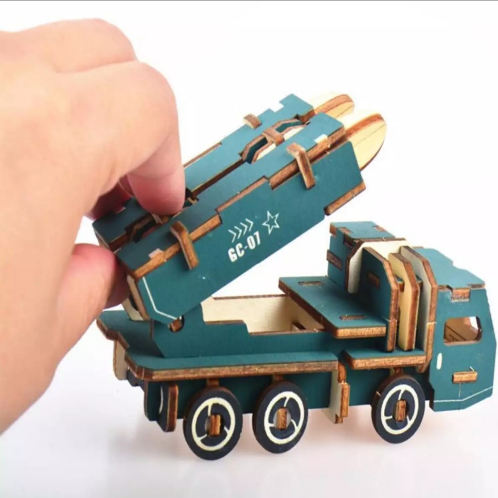 Đồ chơi lắp ráp gỗ 3D mô hình Xe Tên Lửa mini Cắt Lazer -57 mảnh ghép