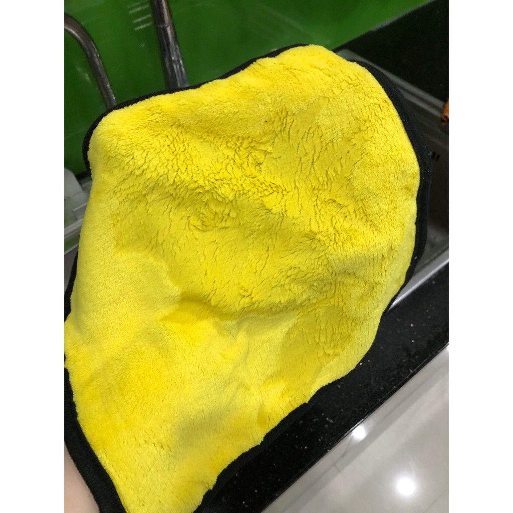 Khăn Lau Xe Ô Tô – Khăn Microfiber Lau Xe Hơi Màu Vàng 2 Lớp Dày Dặn Siêu Thấm Hút Cực Dày Chuyên Dụng Lau Rửa Ô Tô