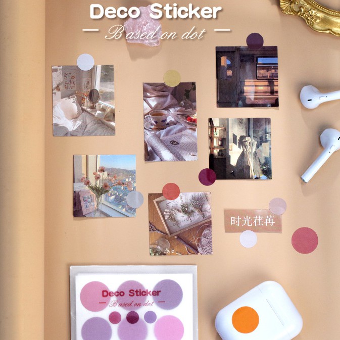 Set 10 tờ nhãn dán trang trí màu loang theo phong cách Nhật Bản