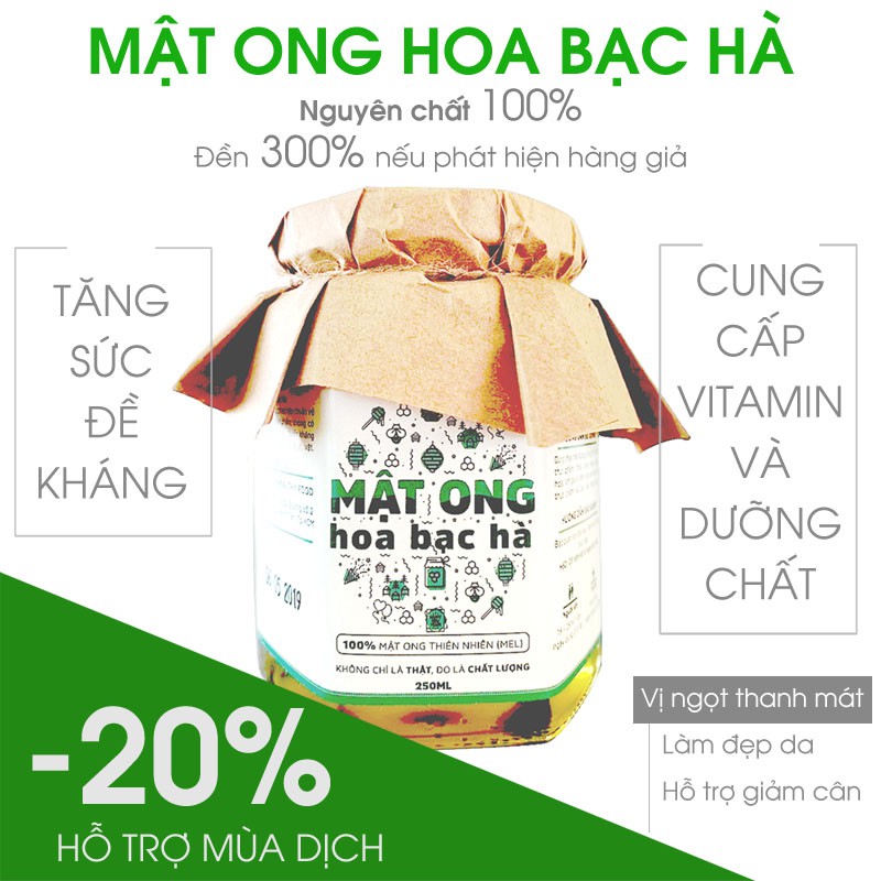 [CAM KẾT NGUYÊN CHẤT] Mật ong hoa bạc hà Nét Xưa 250ml - Đặc sản Hà Giang - tăng sức đề kháng, bổ sung dưỡng chất