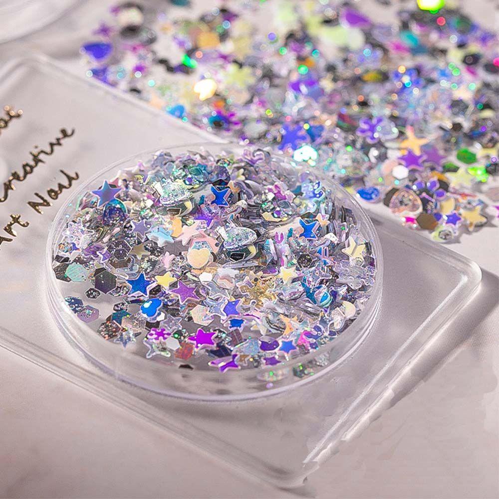 Miếng Dán Trang Trí Móng Tay Hình Hoa Tuyết Ngôi Sao Năm Cánh Lấp Lánh Phong Cách Nhật Bản 3D