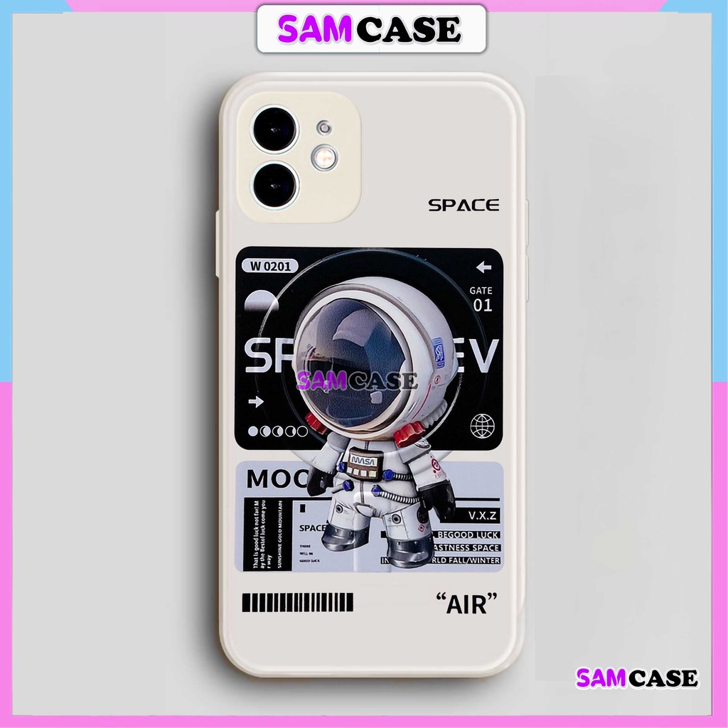 Ốp lưng iPhone Phi hành gia Nasa Cute cạnh viền vuông silicon mềm dẻo cho ip 6/6s/7/8/X/XS/XR/11/12/13/14 Pro Plus Max