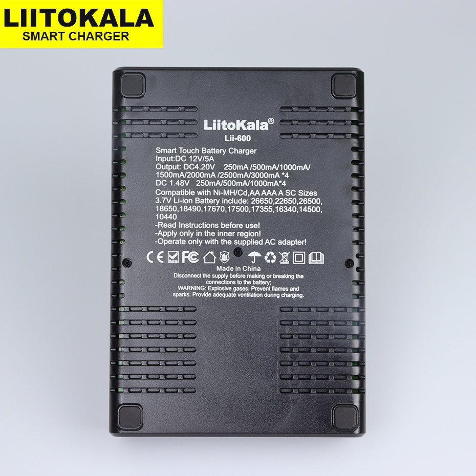 Bộ sạc và test pin đa năng Liitokala Lii-600 Pin NiMH Lithium 18650 3.7V 18350 18500 21700 25500 26650 AA AAA
