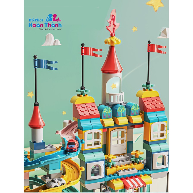 Bộ đồ chơi khối xây dựng, lắp ghép hình lâu đài trong mơ cho bé có kèm tấm đáy