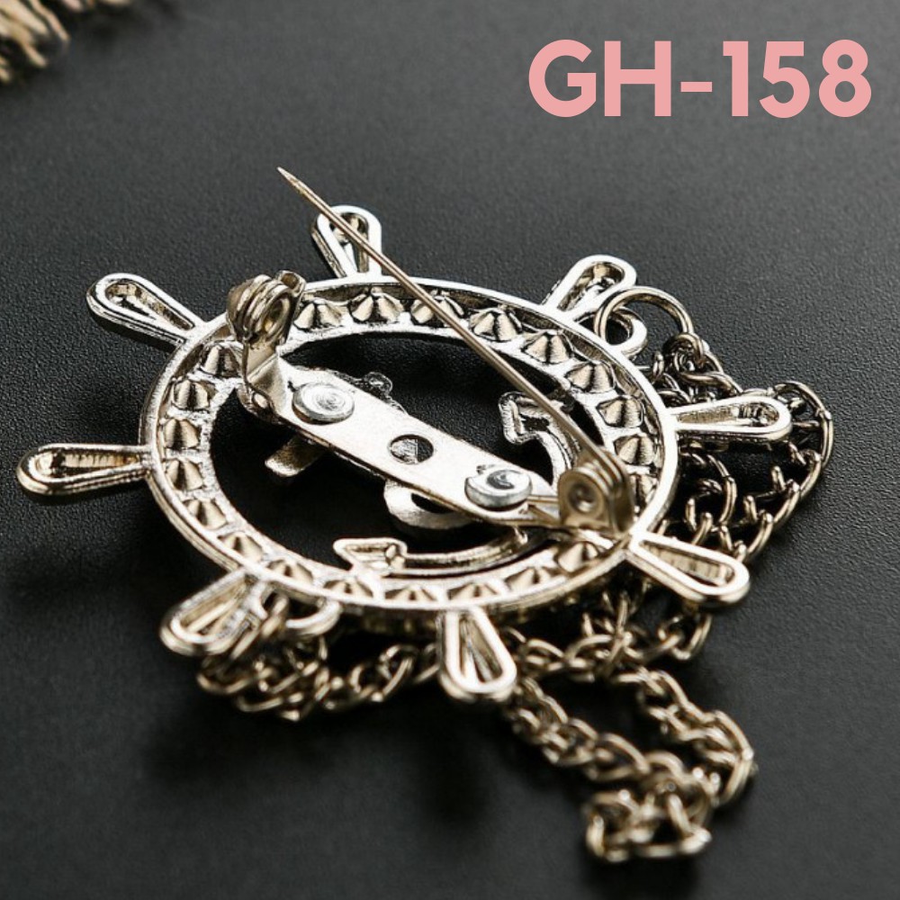 Ghim cài áo Vest Nam, cài áo Măng-tô Nam hình bánh lái tàu dây ngắn - GH-122-157-158 - AdamZone