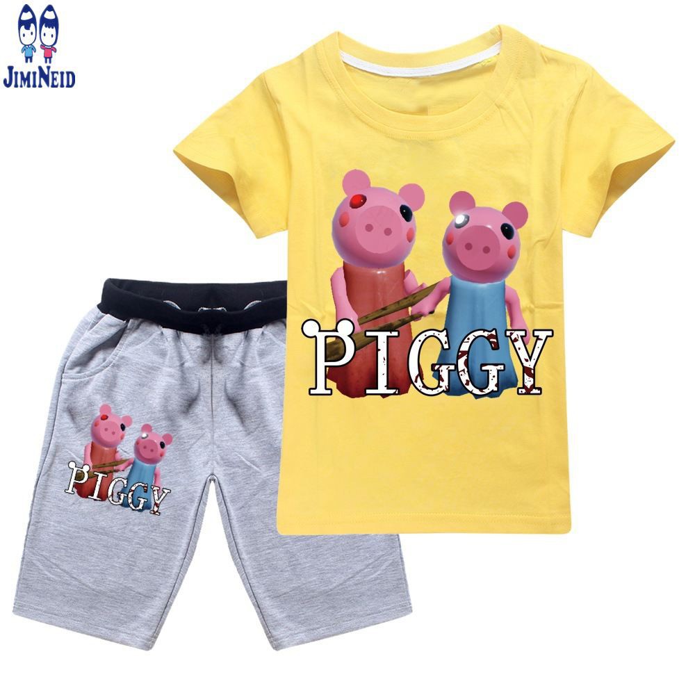 【JD】Summer Hot ROBLOX sale boys fashion suits Short-sleeved cotton T-shirt + shorts 2-piece set