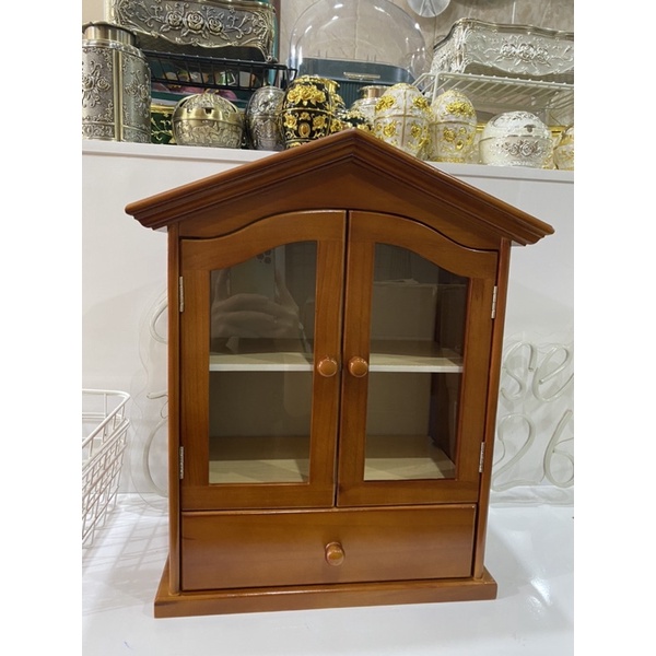 Tủ thuốc gỗ 2 cánh có hộc tủ bằng gỗ cao su tự nhiên. Hàng VN xuất khẩu