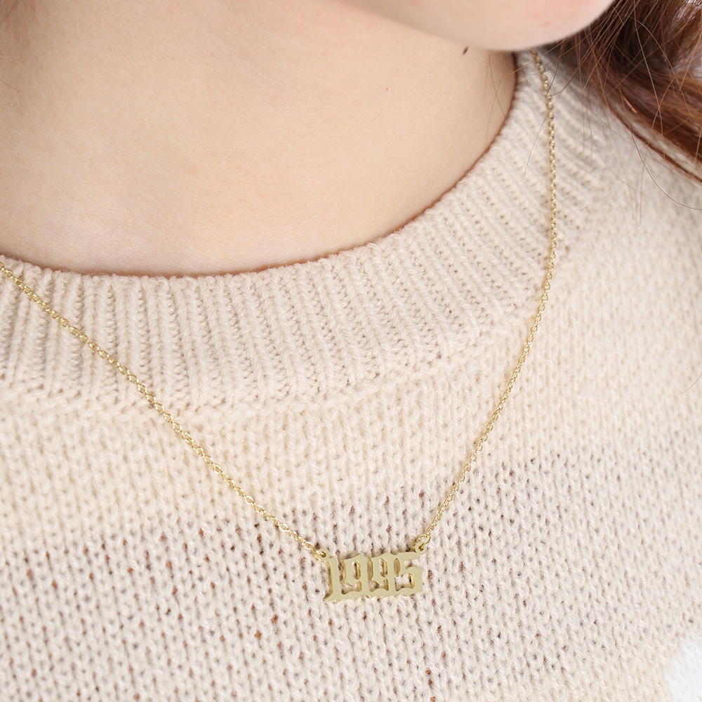 Dây chuyền mạ vàng/bạc cho nữ mặt hình số từ 1980 đến 2019