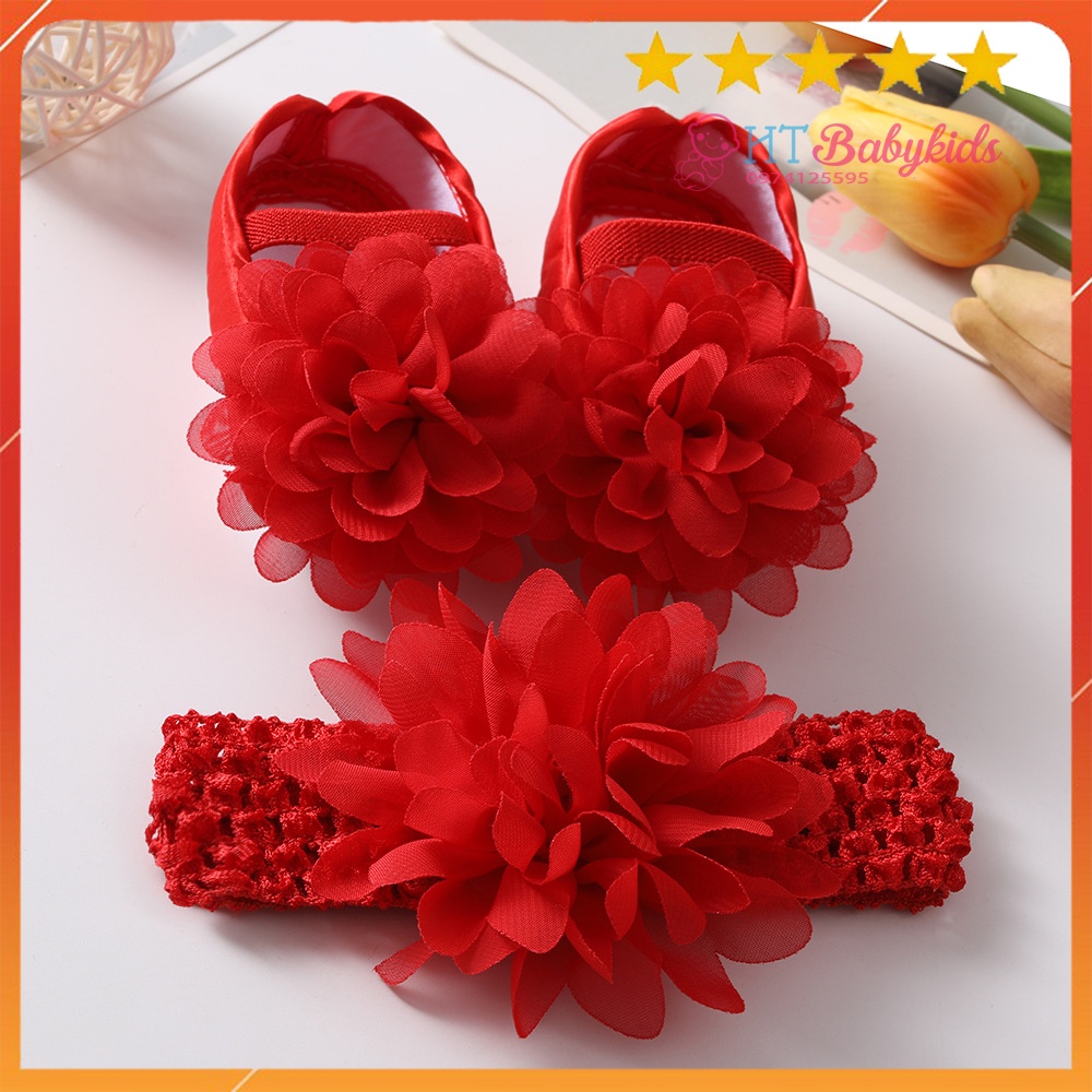 [ HÀNG LOẠI 1 ] Set 2 Món Giày Búp Bê Đế Mềm Chống Trượt Dễ Thương Cho Bé Gái Tập Đi