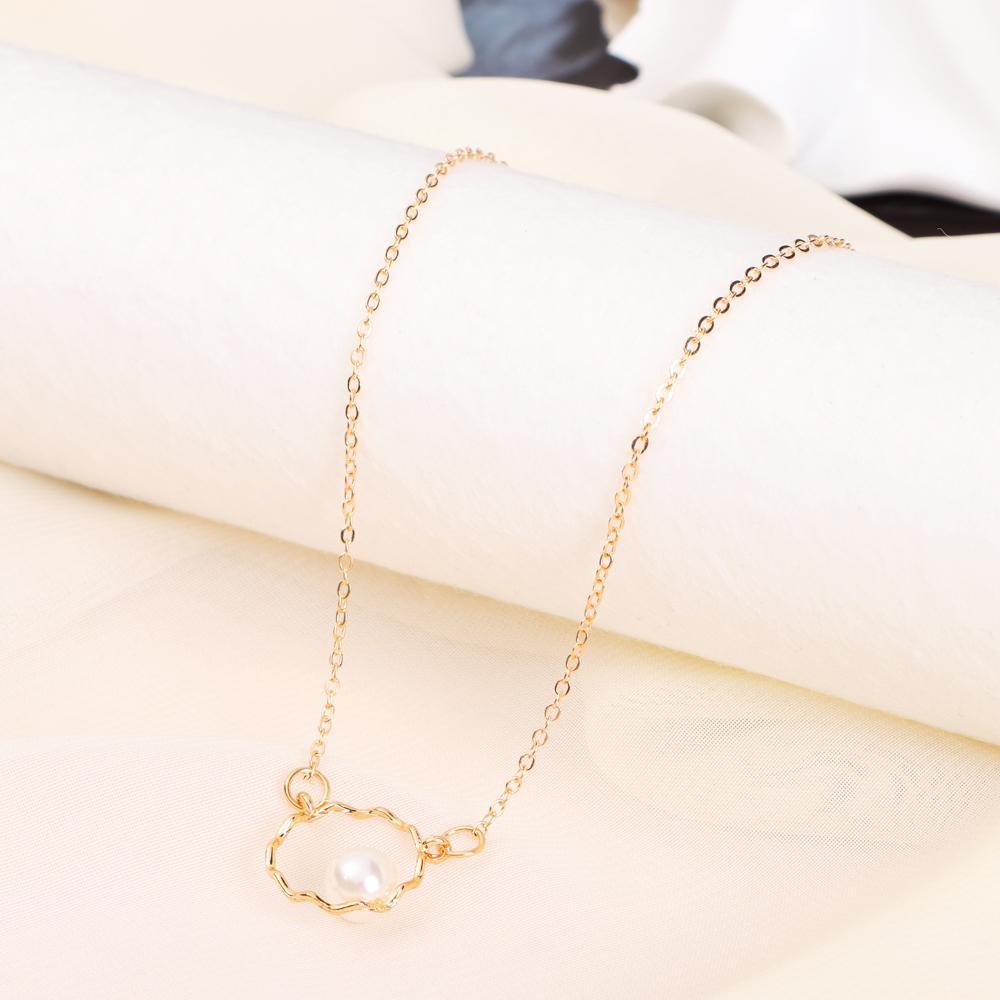 Vòng cổ Mặt Tròn Đính Hạt Giả Ngọc Trai